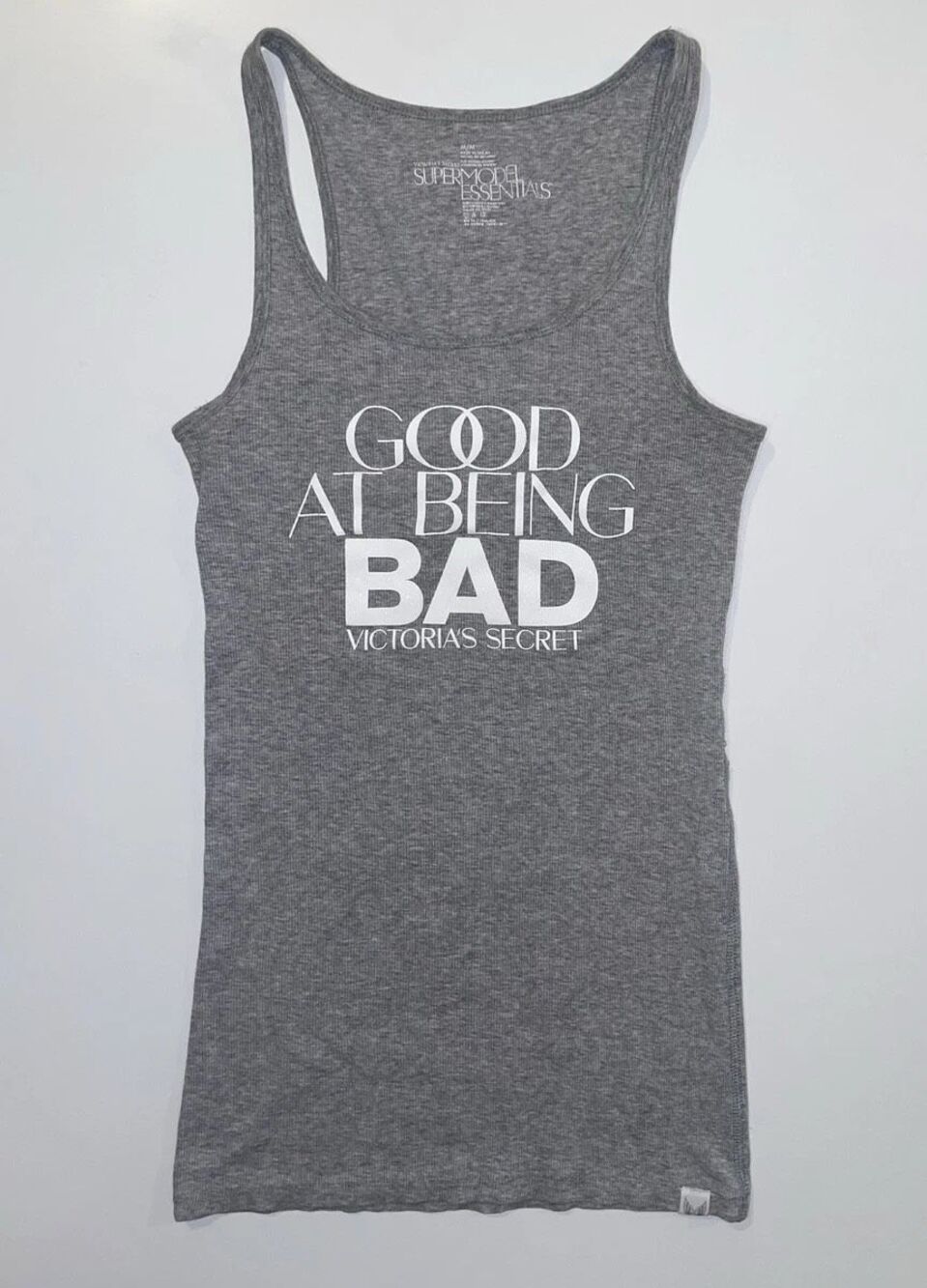 Victoria’s Secret Supermodel Essentials Good at Being Bad Gray Ribbed Tank Top S